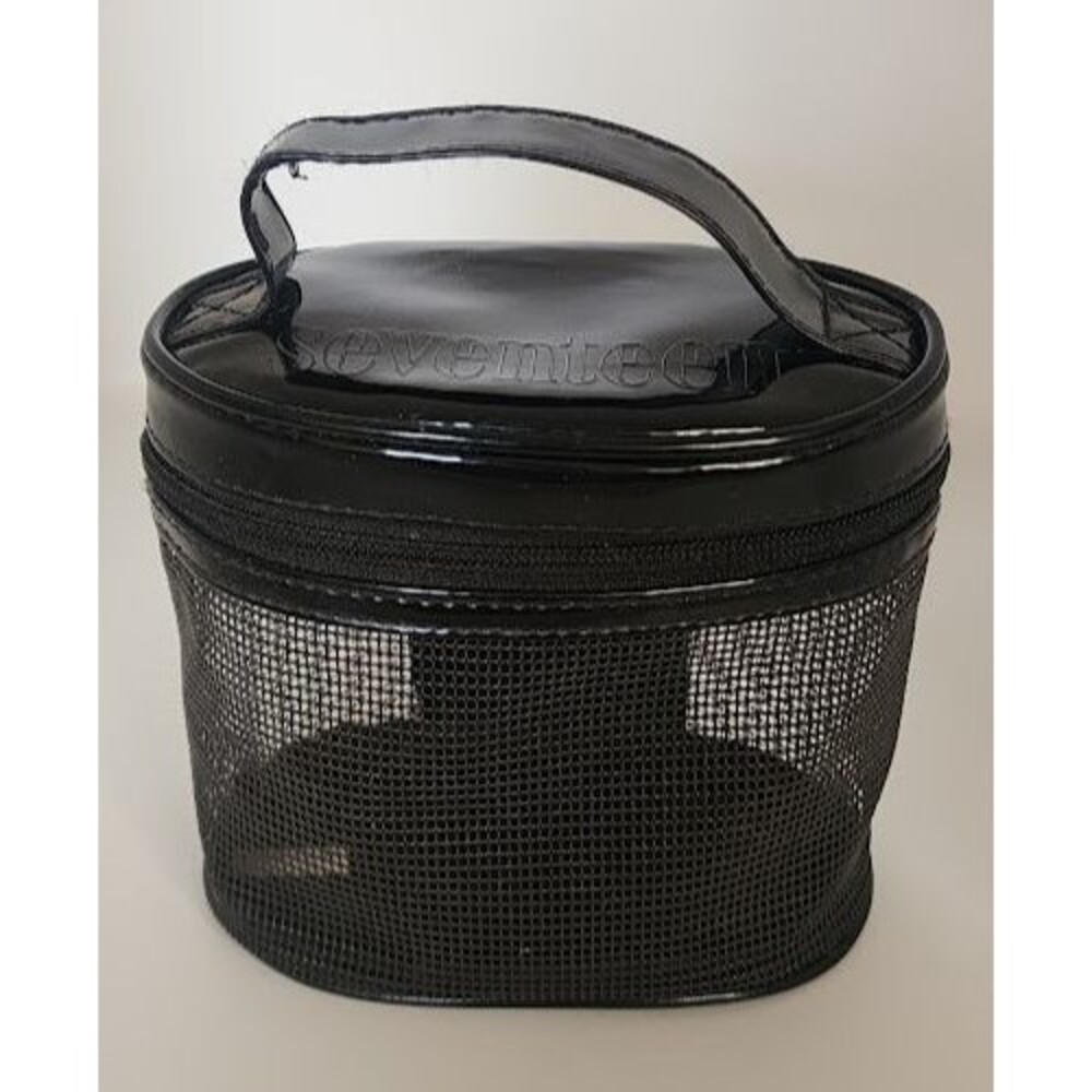 SEVENTEEN Magazine Vintage 90s Cosmetic Makeup Mini Tote Bag Black Mesh Zipper